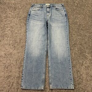 Cleo+Wolf Jeans Womens 31/30 Blue High Rise Straight Leg Medium Wash Denim City